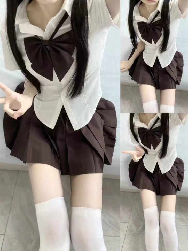 Japanese-Style Boutique Jk Uniform Waist-Slimming Short-Sleeve White Shirt Women'S Pure Desire Academy Style Girl Plaid Skirt Seaweed Suit - Image 5